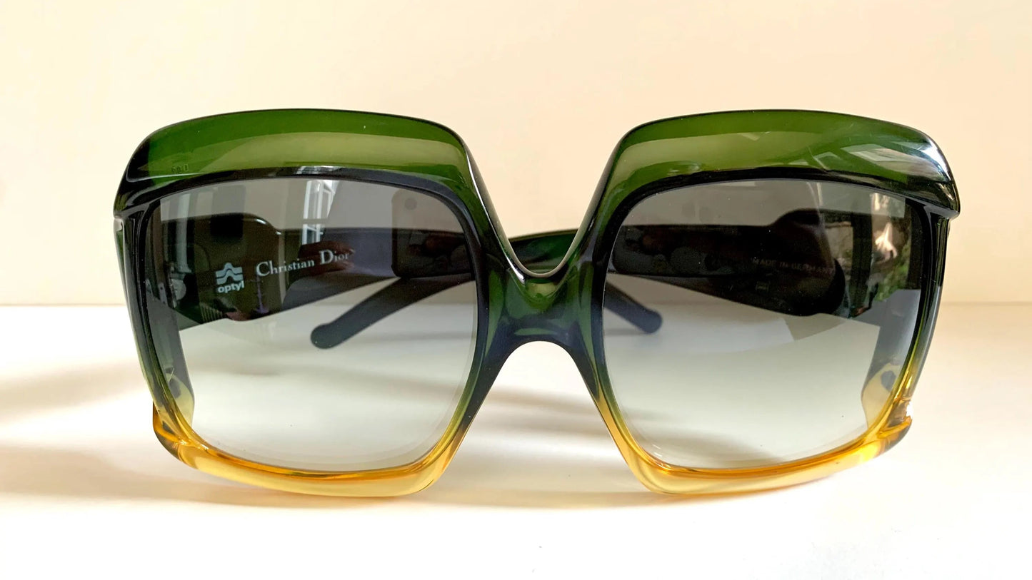 Christian Dior 80s vintage sunglasses - XXL green and yellow frame