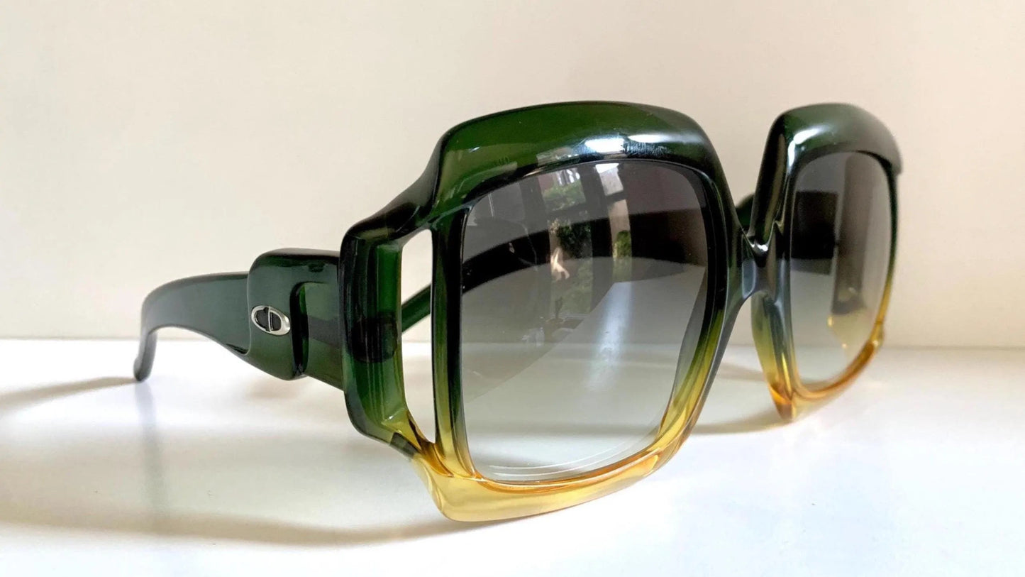 Christian Dior 80s vintage sunglasses - XXL green and yellow frame