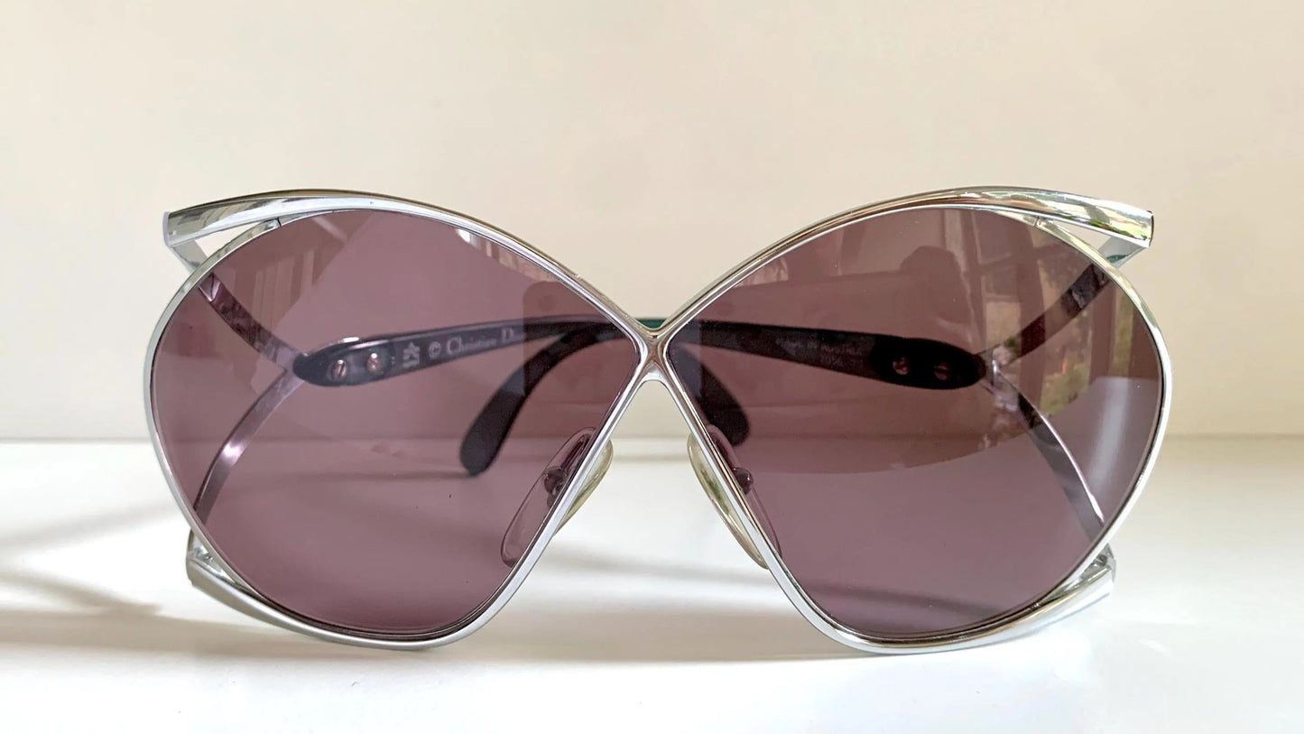 Christian Dior Vintage Sunglasses - 2056 XL silver and green frames