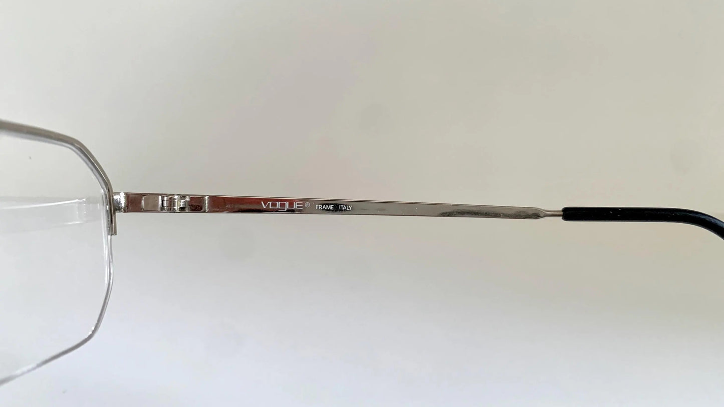 Vogue 80s vintage glasses - silver semi-rimless octogonal frame