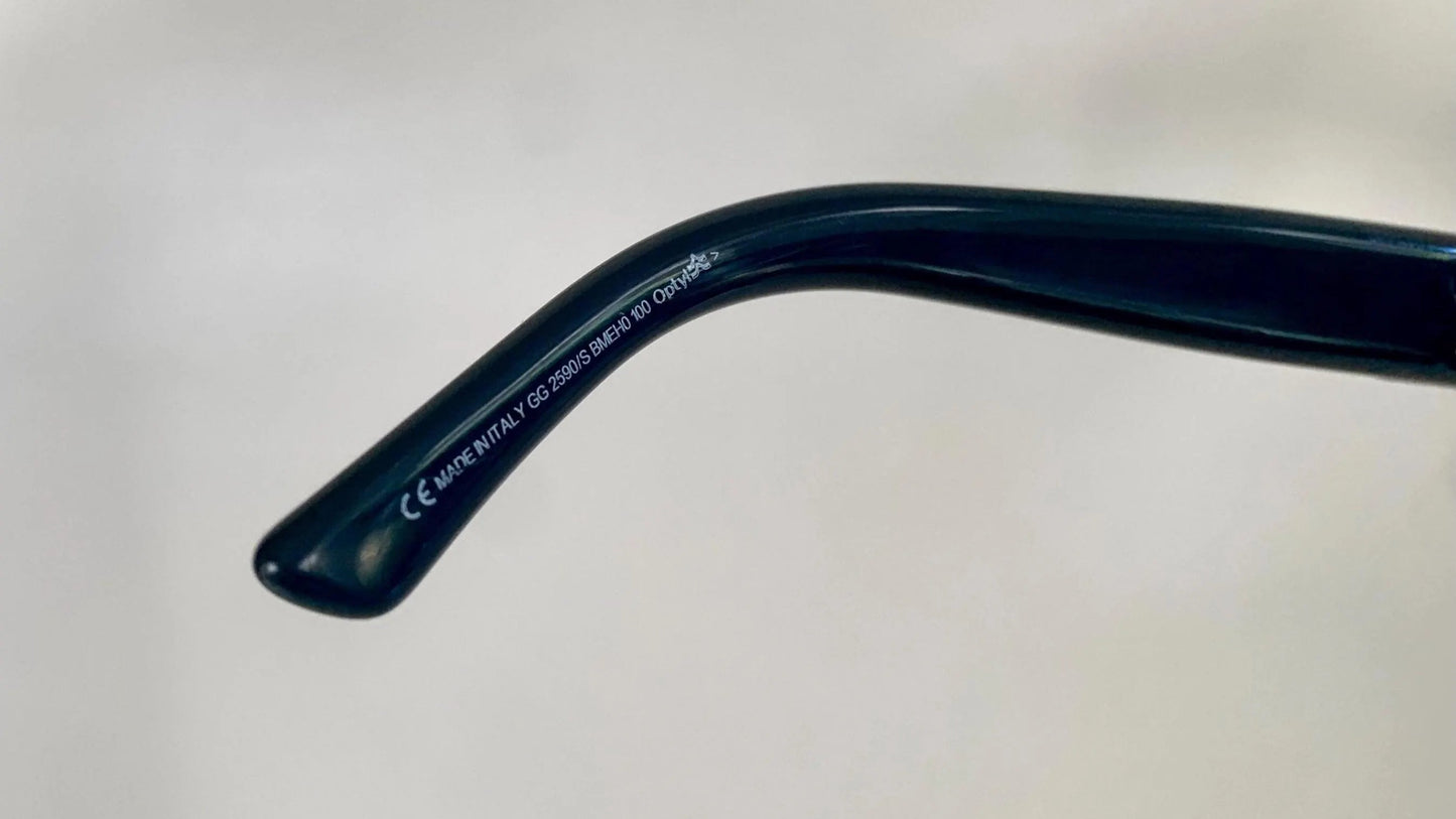 Gucci 90s vintage sunglasses - blue mirrored shield frame with buckle logos