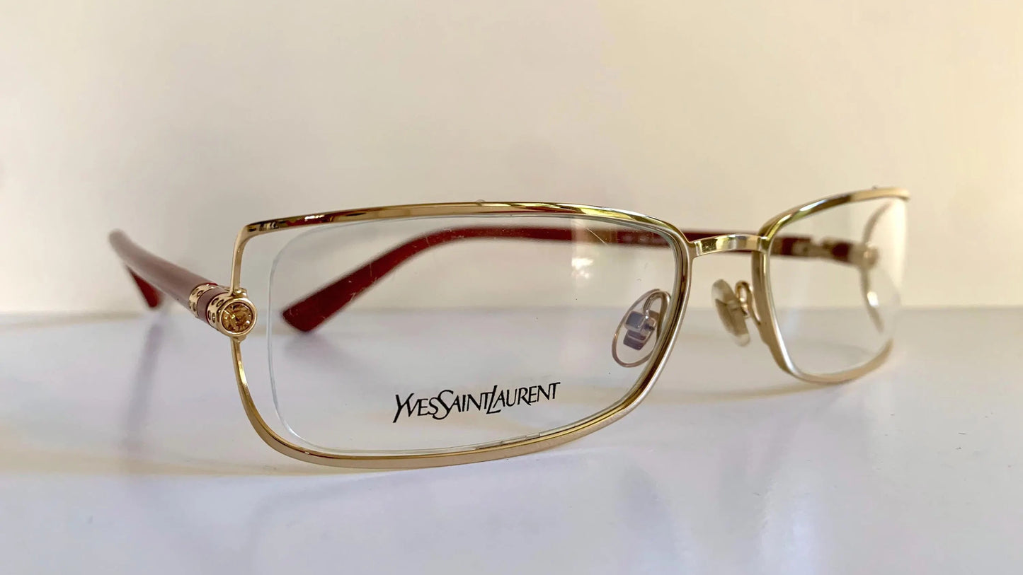 Yves Saint Laurent vintage glasses - YSL 80s golden frames with strass