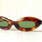 Cat eye 70s vintage sunglasses - Brown acetate frames made in France