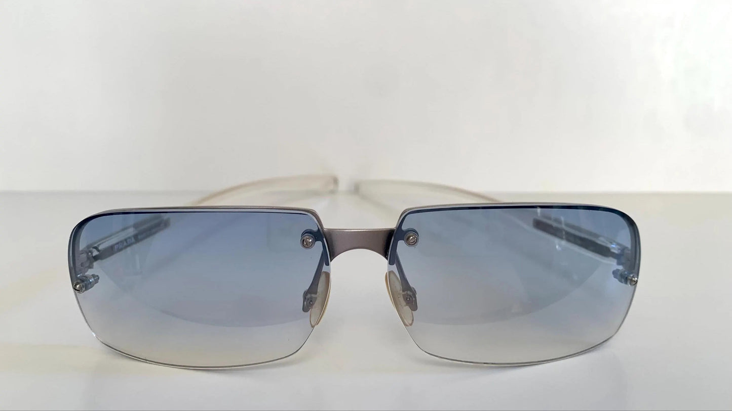 Prada 00s Y2K vintage sunglasses - blue rimless frames