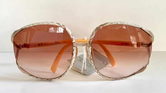 Christian Dior leather XXL vintage sunglasses - 2250 white and brown python frames