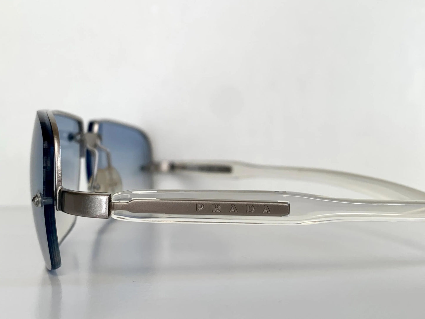 Prada 00s Y2K vintage sunglasses - blue rimless frames
