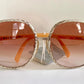Christian Dior leather XXL vintage sunglasses - 2250 white and brown python frames