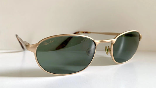Ray Ban B&L USA vintage sunglasses - W2842 Highstreet Metal Square brushed gold oval frames