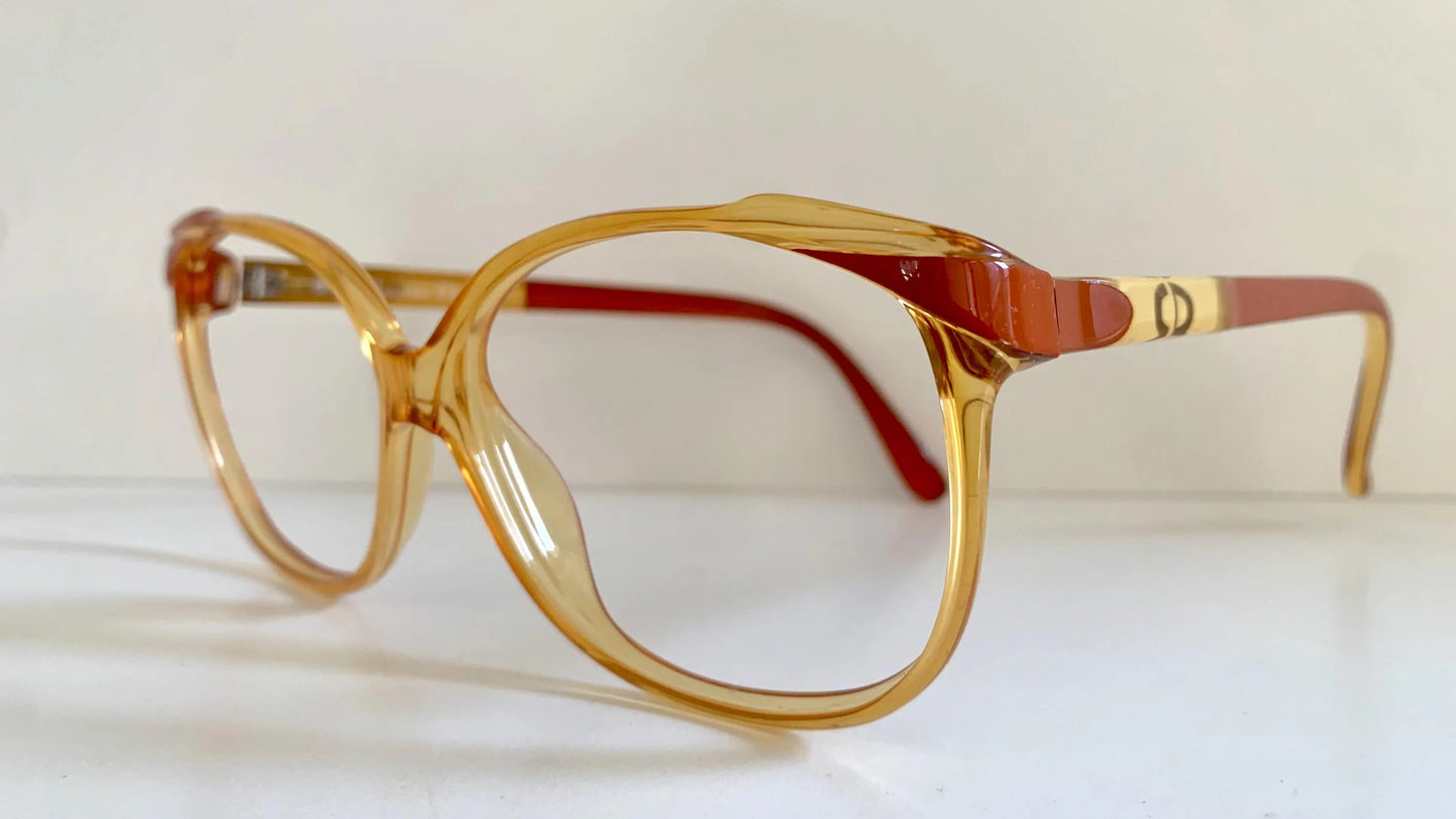 Christian Dior 80s vintage glasses - yellow and red frame