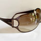 Gucci 90s vintage sunglasses - brown wrap frame with Strass Horsebit logo