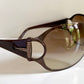 Gucci 90s vintage sunglasses - brown wrap frame with Strass Horsebit logo