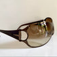 Gucci 90s vintage sunglasses - brown wrap frame with Strass Horsebit logo