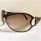 Gucci 90s vintage sunglasses - brown wrap frame with Strass Horsebit logo