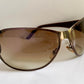Gucci 90s vintage sunglasses - brown wrap frame with Strass Horsebit logo