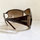 Gucci 90s vintage sunglasses - brown wrap frame with Strass Horsebit logo