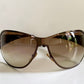 Gucci 90s vintage sunglasses - brown wrap frame with Strass Horsebit logo