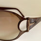 Gucci 90s vintage sunglasses - brown wrap frame with Strass Horsebit logo