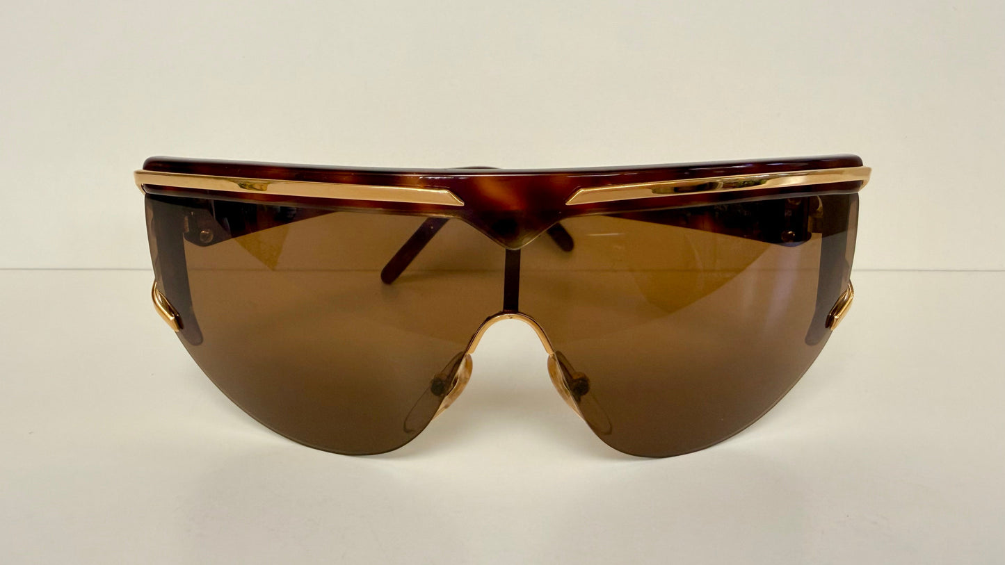 Valentino 90s vintage sunglasses - mask style gold and carey frames