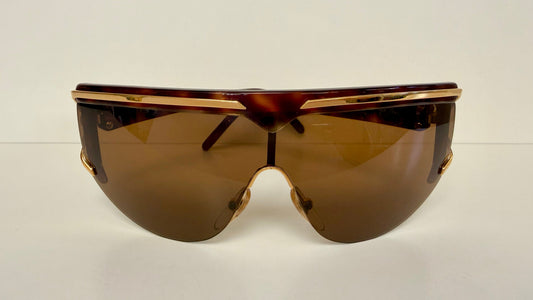 Valentino 90s vintage sunglasses - mask style gold and carey frames