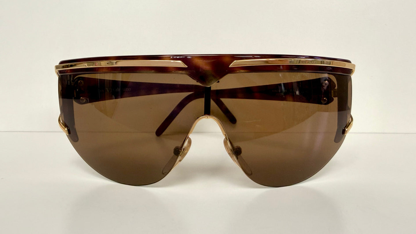 Valentino 90s vintage sunglasses - mask style gold and carey frames