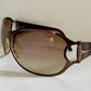 Gucci 90s vintage sunglasses - brown wrap frame with Strass Horsebit logo