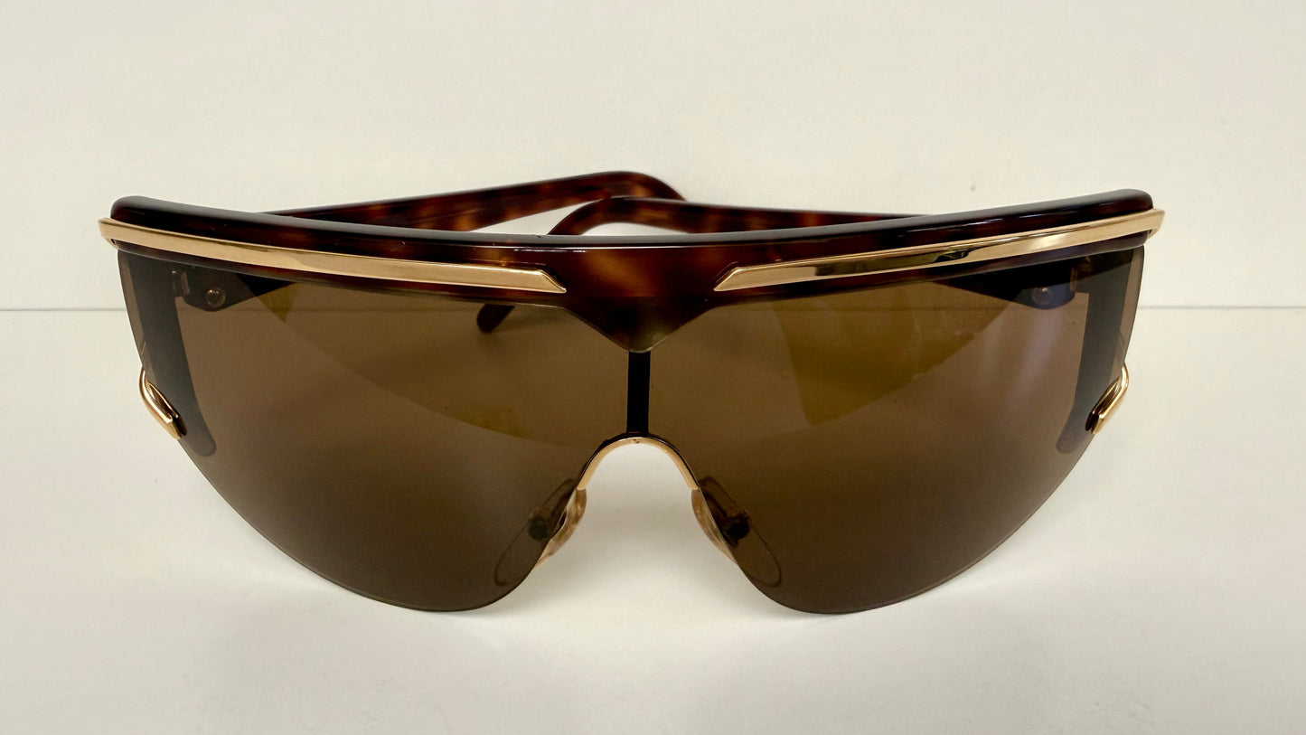 Valentino 90s vintage sunglasses - mask style gold and carey frames