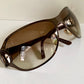 Gucci 90s vintage sunglasses - brown wrap frame with Strass Horsebit logo