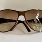 Gucci 90s vintage sunglasses - brown wrap frame with Strass Horsebit logo