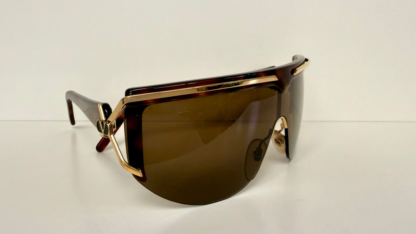 Valentino 90s vintage sunglasses - mask style gold and carey frames