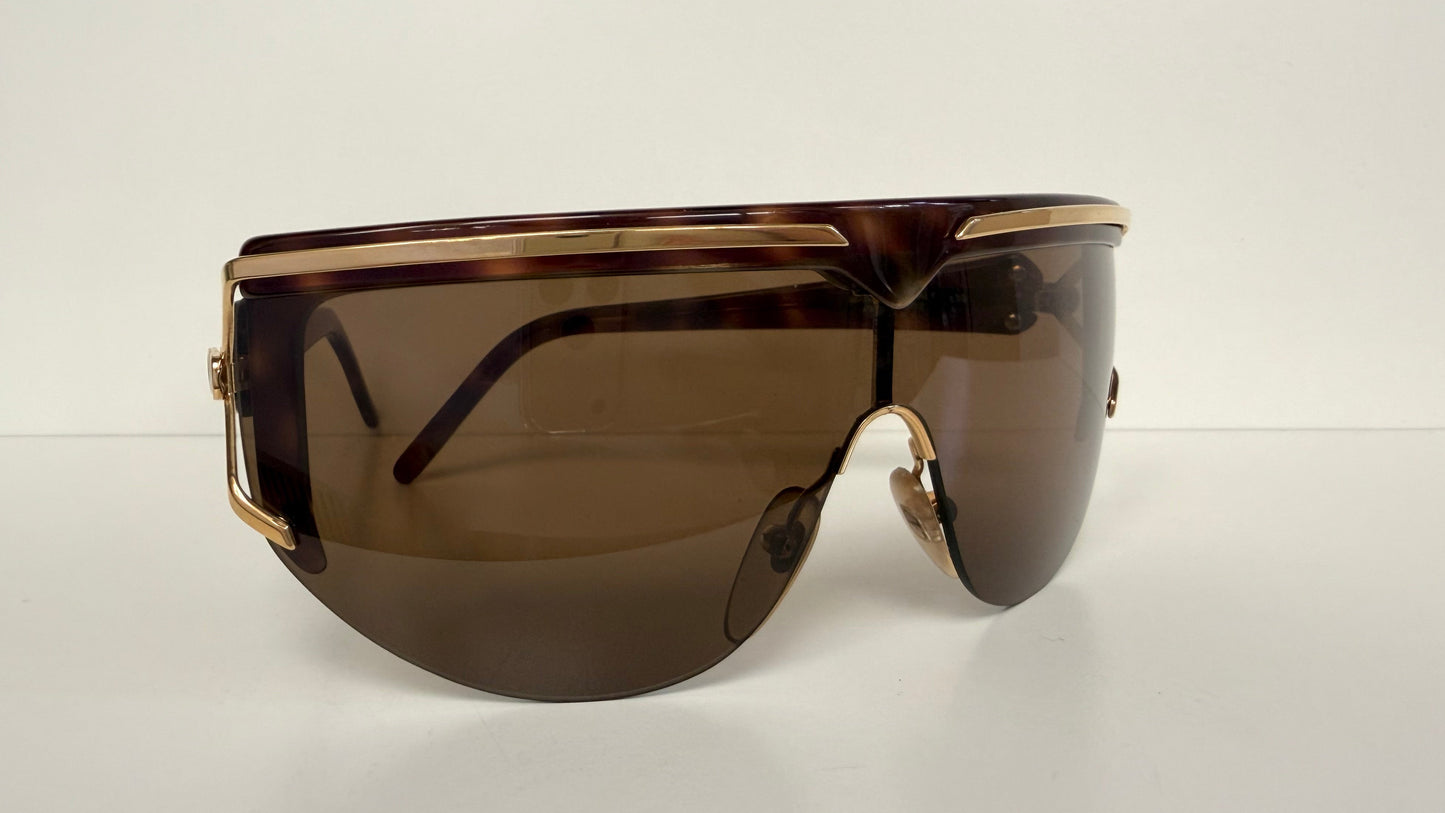 Valentino 90s vintage sunglasses - mask style gold and carey frames
