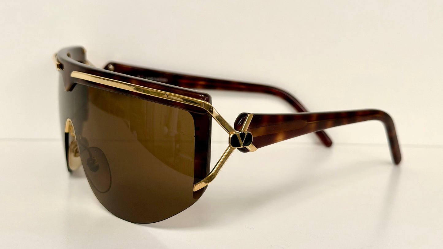 Valentino 90s vintage sunglasses - mask style gold and carey frames