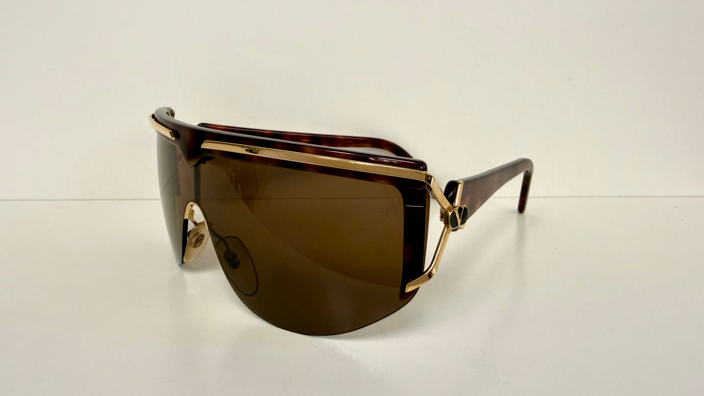 Valentino 90s vintage sunglasses - mask style gold and carey frames