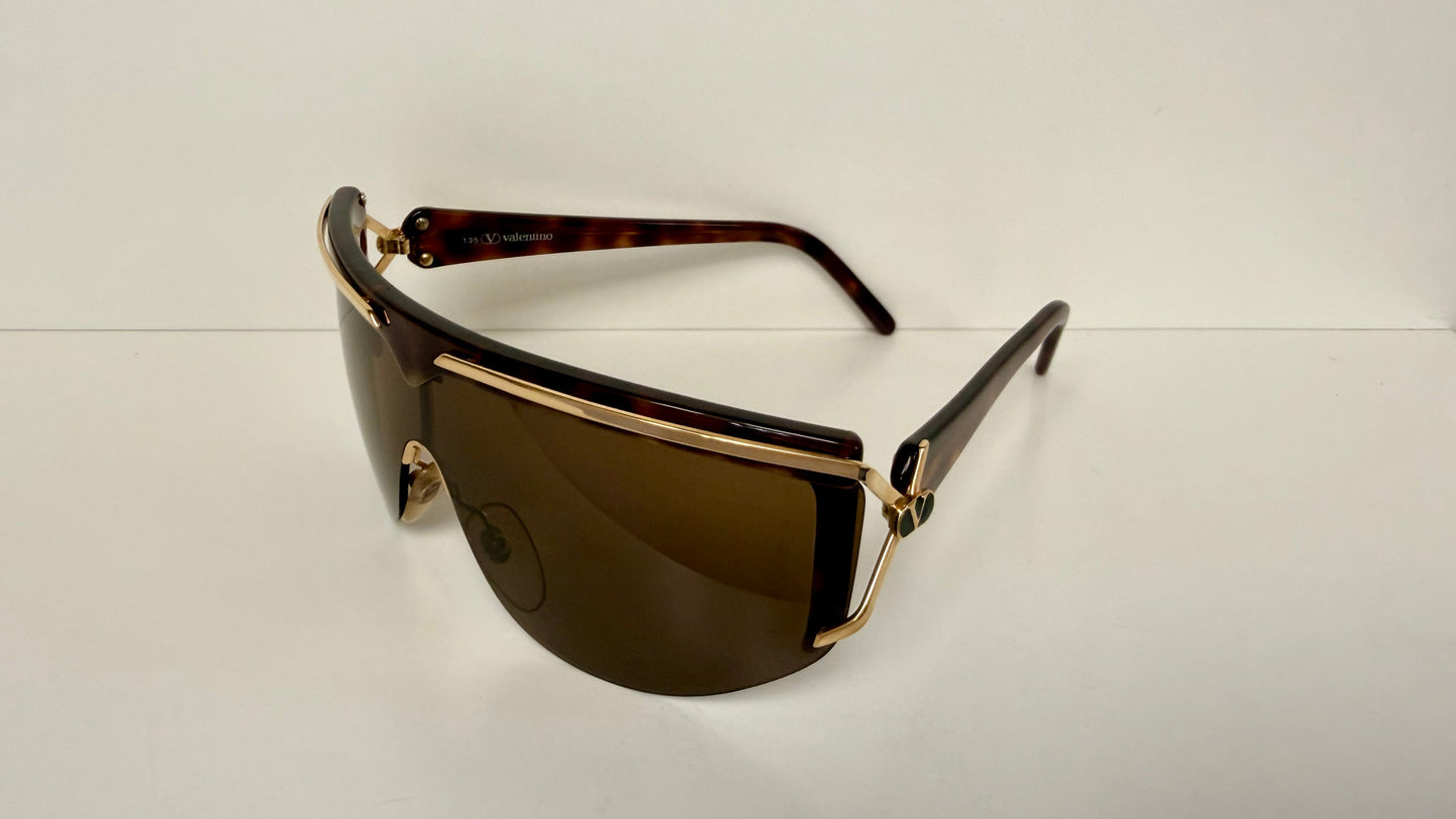 Valentino 90s vintage sunglasses - mask style gold and carey frames