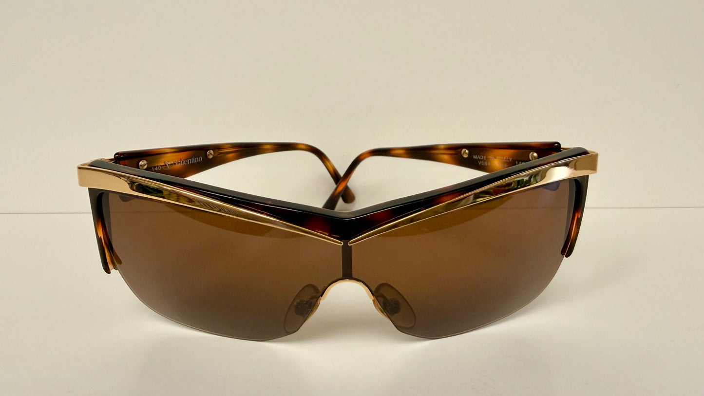Valentino 90s vintage sunglasses - mask style gold and carey frames