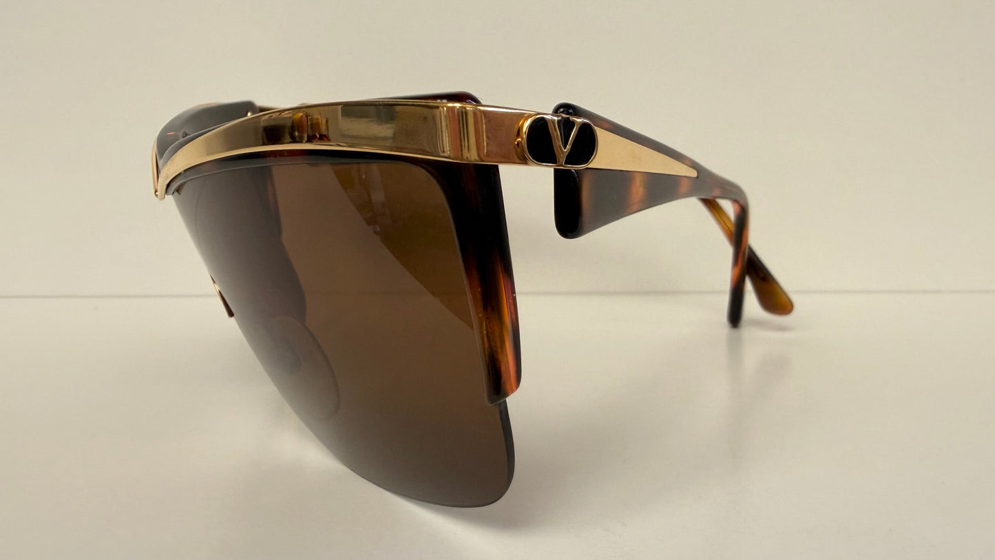 Valentino 90s vintage sunglasses - mask style gold and carey frames