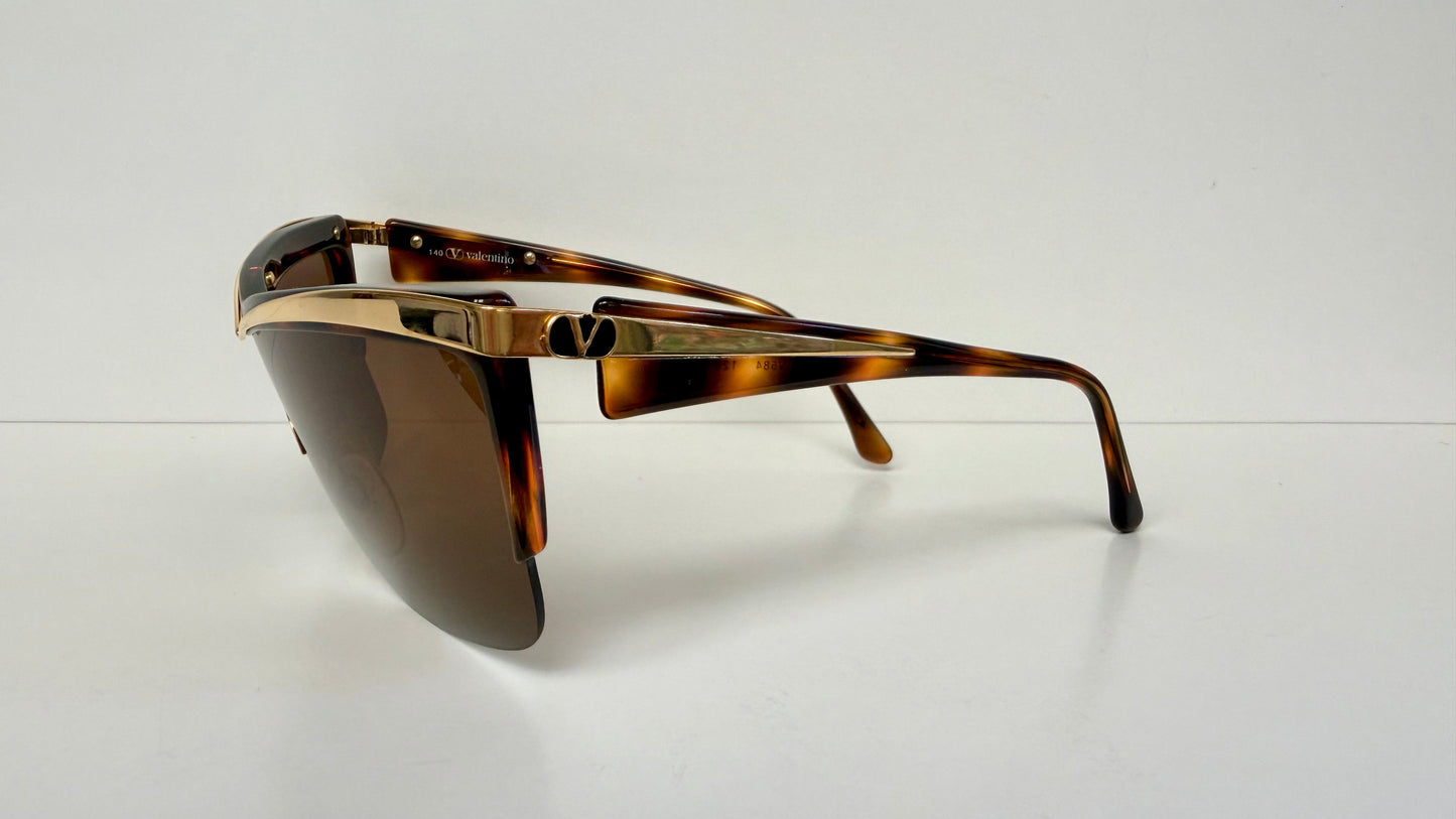 Valentino 90s vintage sunglasses - mask style gold and carey frames