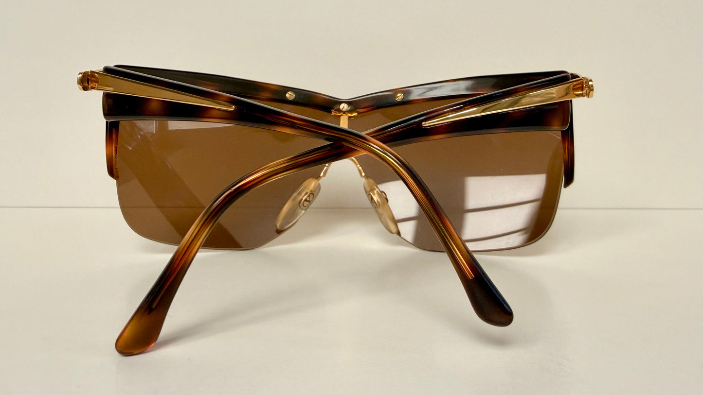 Valentino 90s vintage sunglasses - mask style gold and carey frames