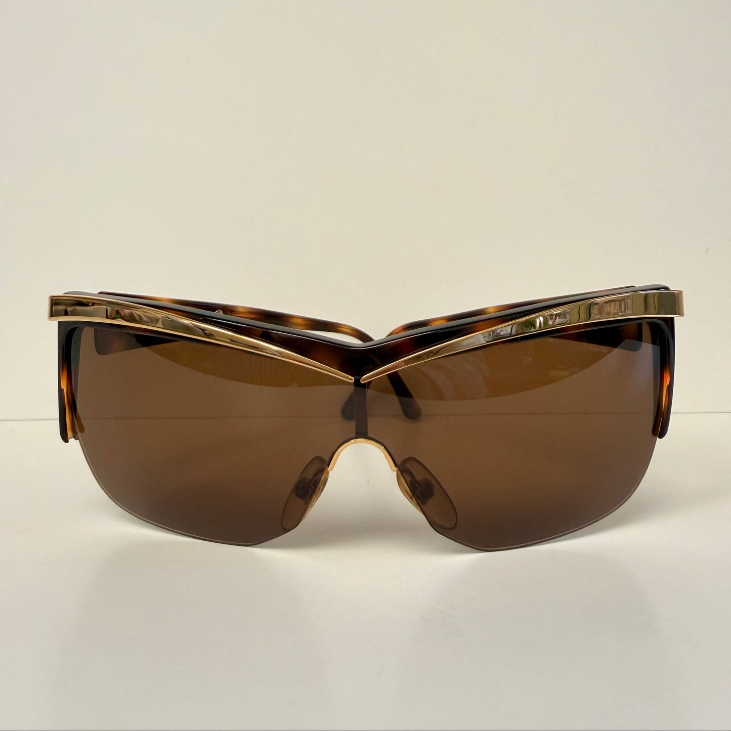 Valentino 90s vintage sunglasses - mask style gold and carey frames