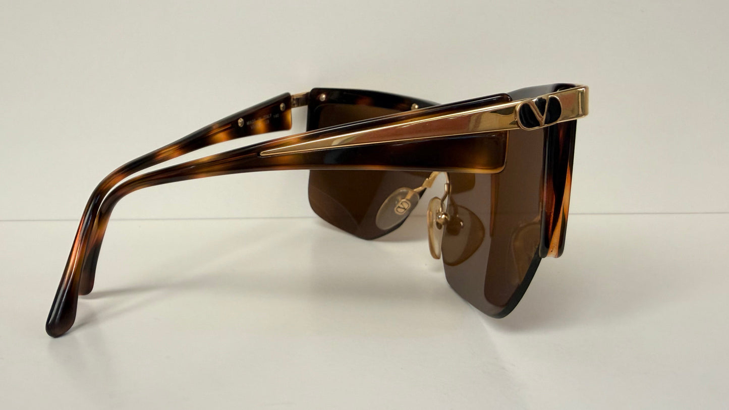 Valentino 90s vintage sunglasses - mask style gold and carey frames