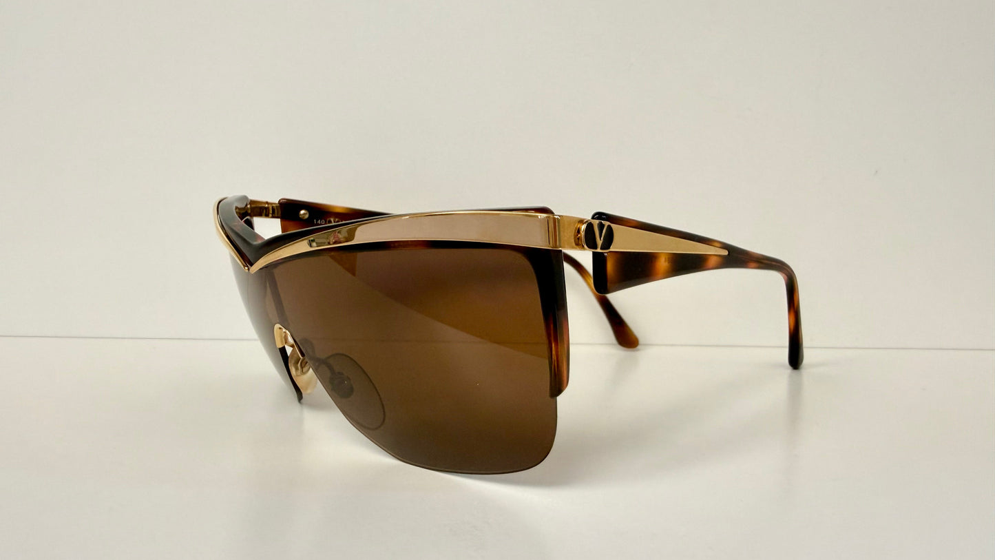 Valentino 90s vintage sunglasses - mask style gold and carey frames