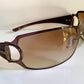Gucci 90s vintage sunglasses - brown wrap frame with Strass Horsebit logo