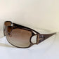Gucci 90s vintage sunglasses - brown wrap frame with Strass Horsebit logo