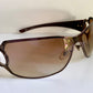 Gucci 90s vintage sunglasses - brown wrap frame with Strass Horsebit logo