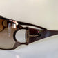 Gucci 90s vintage sunglasses - brown wrap frame with Strass Horsebit logo