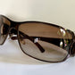 Gucci 90s vintage sunglasses - brown wrap frame with Strass Horsebit logo