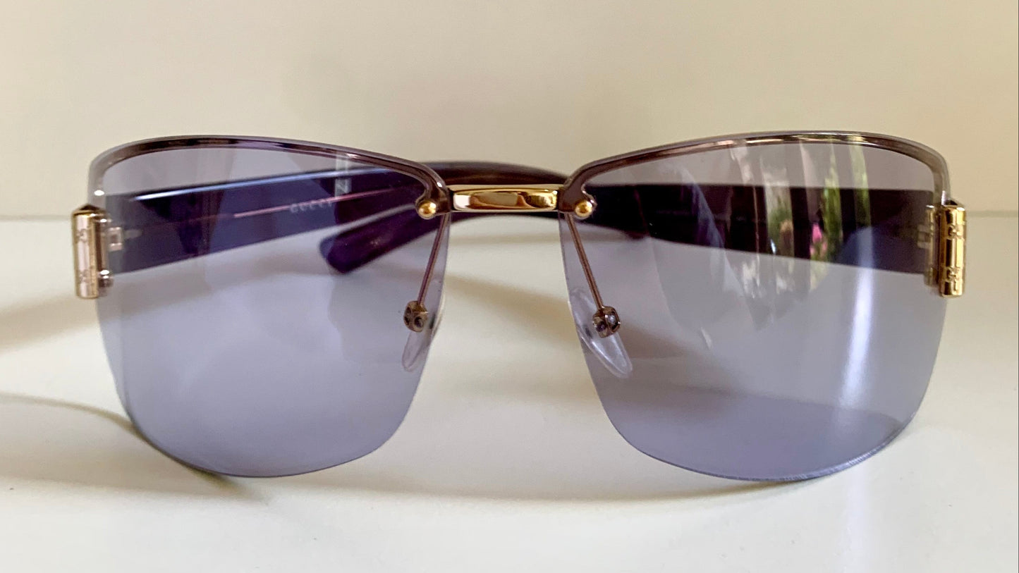 Gucci 00s vintage sunglasses - shield purple frame with Gucci logos