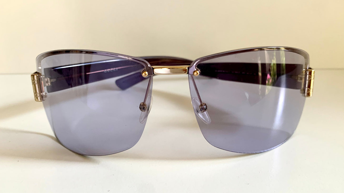 Gucci 00s vintage sunglasses - shield purple frame with Gucci logos