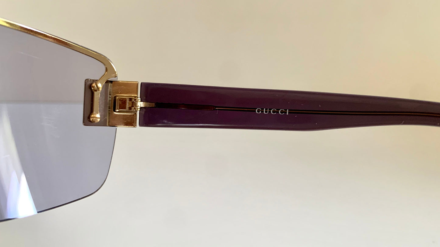 Gucci 00s vintage sunglasses - shield purple frame with Gucci logos