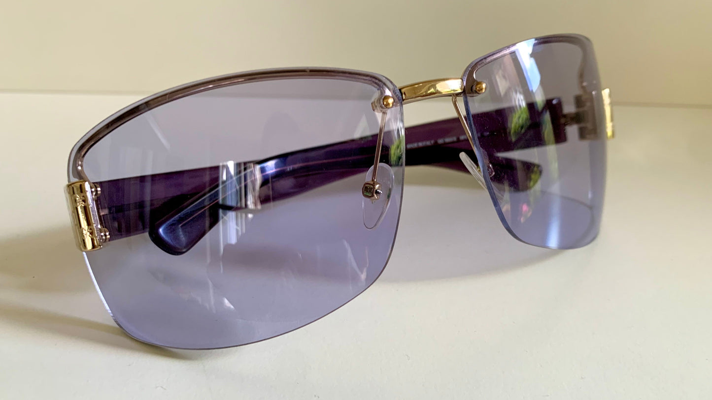 Gucci 00s vintage sunglasses - shield purple frame with Gucci logos