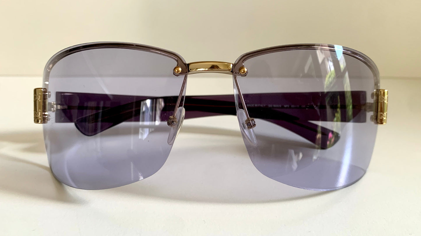 Gucci 00s vintage sunglasses - shield purple frame with Gucci logos